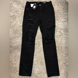 Black distressed jeans